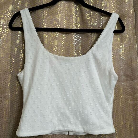 White Fox White Hook Eye Closure Corset Style Crop Top XL - Picture 2 of 8